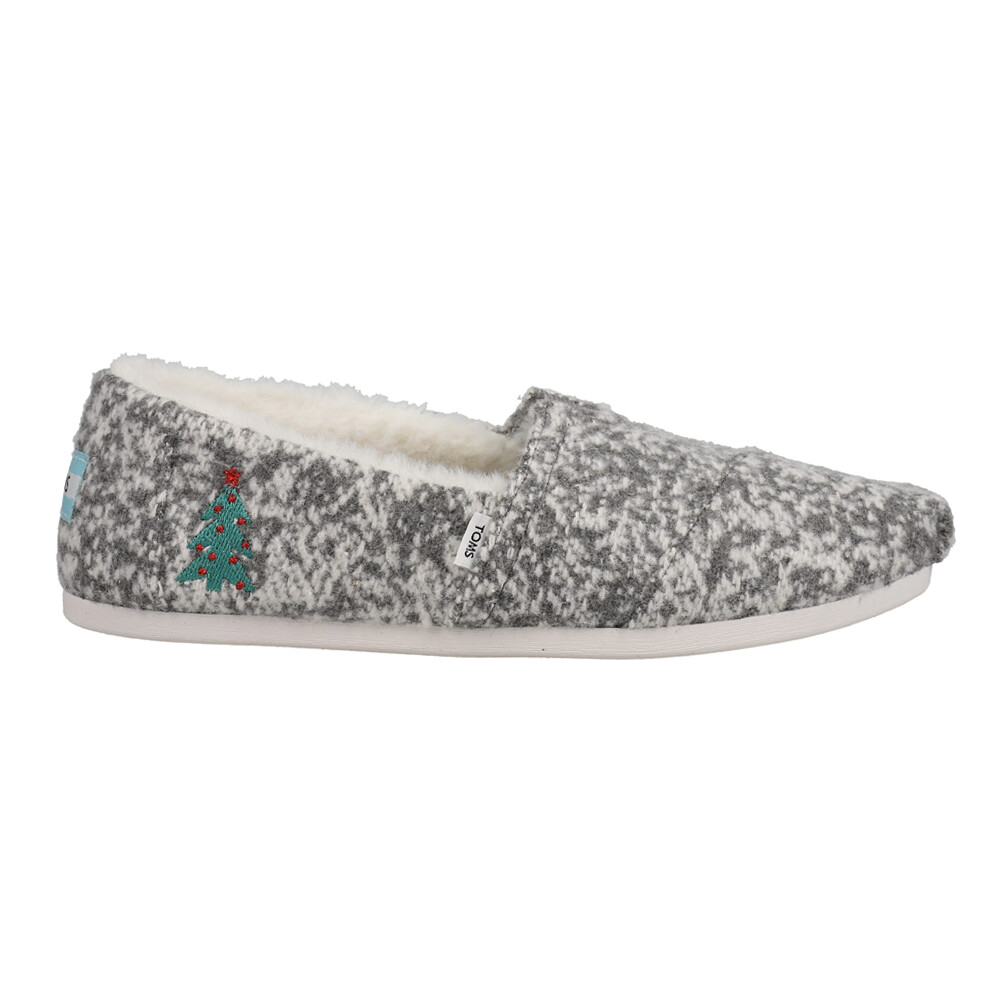 Женские серые повседневные туфли без шнуровки TOMS Alpargata Christmas Tree 10019277T