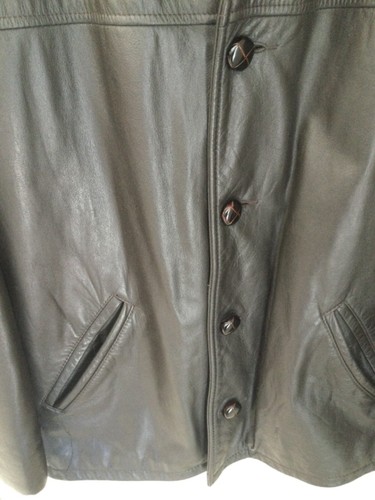 Bod & Christensen Dark Brown Coat Men's large Button Down Leather Bomber Jacket - Picture 3 of 7