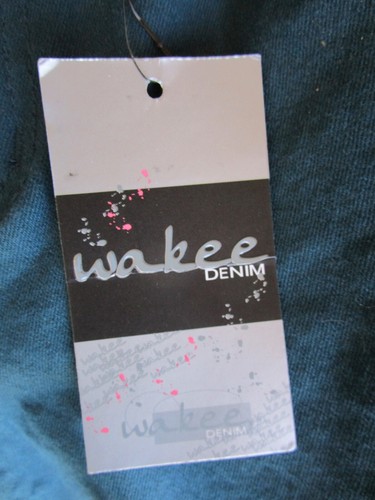 Wakee Denim jeans size 10 teal full length pants stretch high rise - Picture 3 of 5