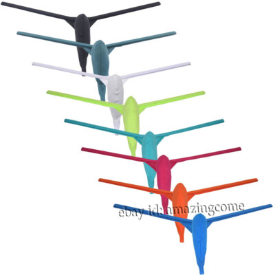 Sexy Men Tear Drop T-back Underwear Mini Skinny Panties Ice Silk G-string Tangas