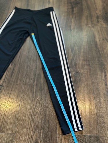 GUC Girl's Adidas Stripe Black White Skinny Athletic Leggings, Size: XL 16 - Picture 2 of 6