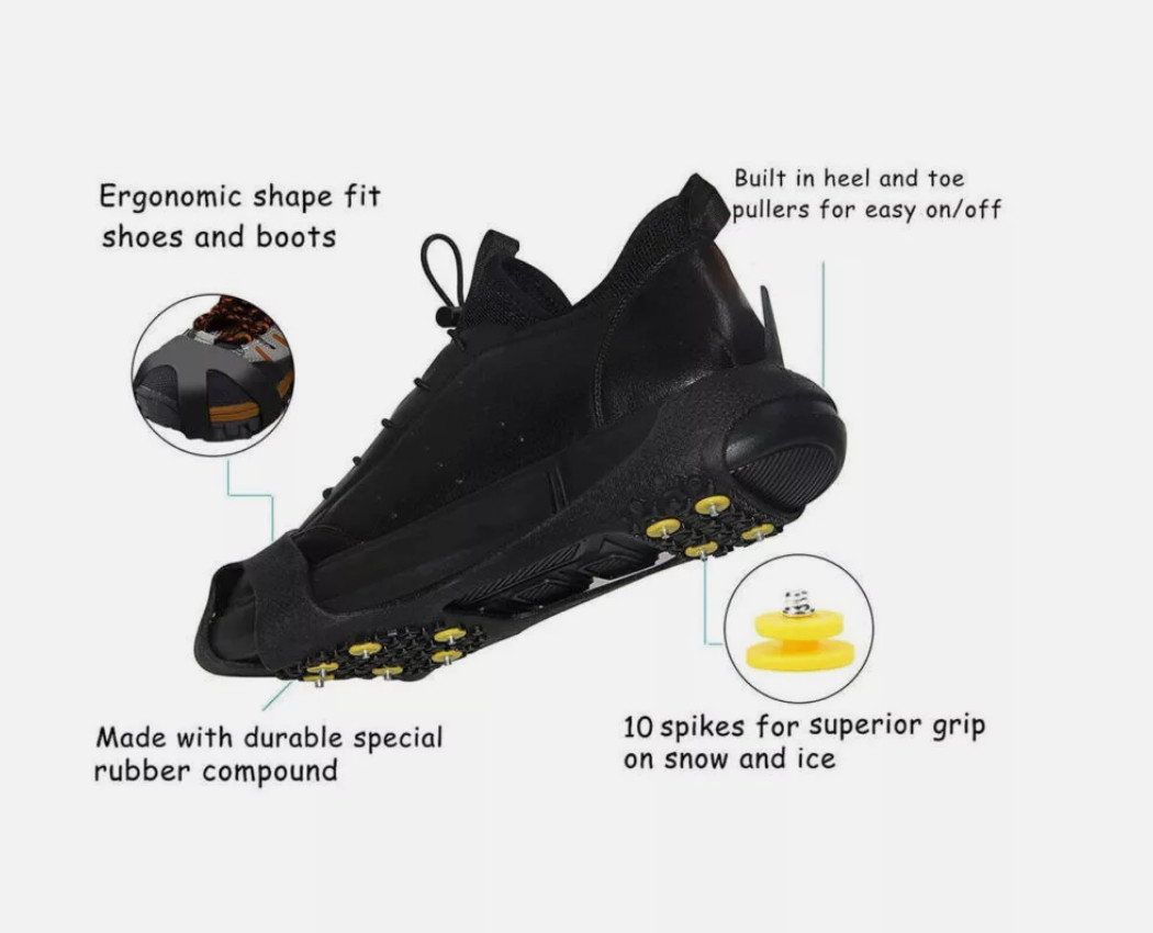 10Studs Ice Climbing Crampons Snow Grips Anti Slip Shoe Boot Cleats Spikes Sport
