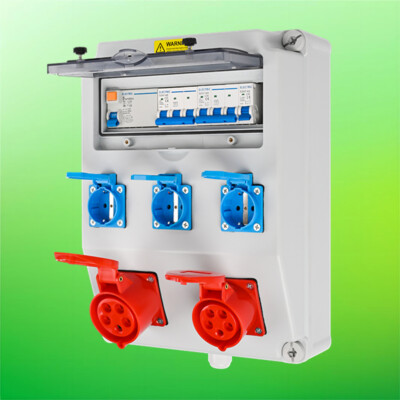 Stromverteiler FI-Schutzschalter Baustromverteiler CEE 32A/16A Bals Solarpanel