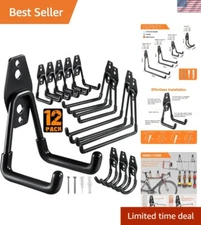 Multi-Size Garage Hooks Set - 12 Heavy-Duty Hooks for Efficient Organizer