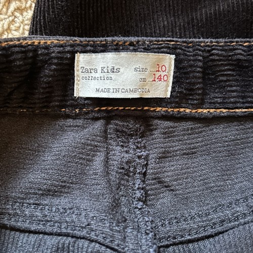 Zara Kids Collection Corduroy Pants Black Unisex Kids Size 10 Adjustable Waist - Picture 4 of 5