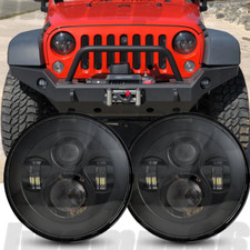 Pair 7 Round Led Headlights Hilo Sealed Beam Emc For Jeep Wrangler Jk Tj Lj Cj