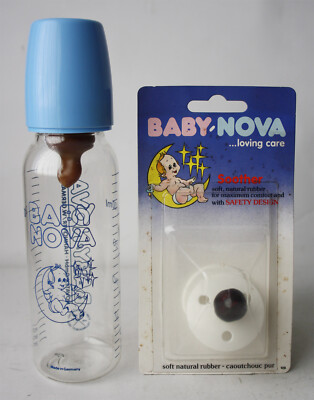 VINTAGE 80'S BABY NOVA PACIFIER FEEDING BOTTLE BABY NEW NOS 
