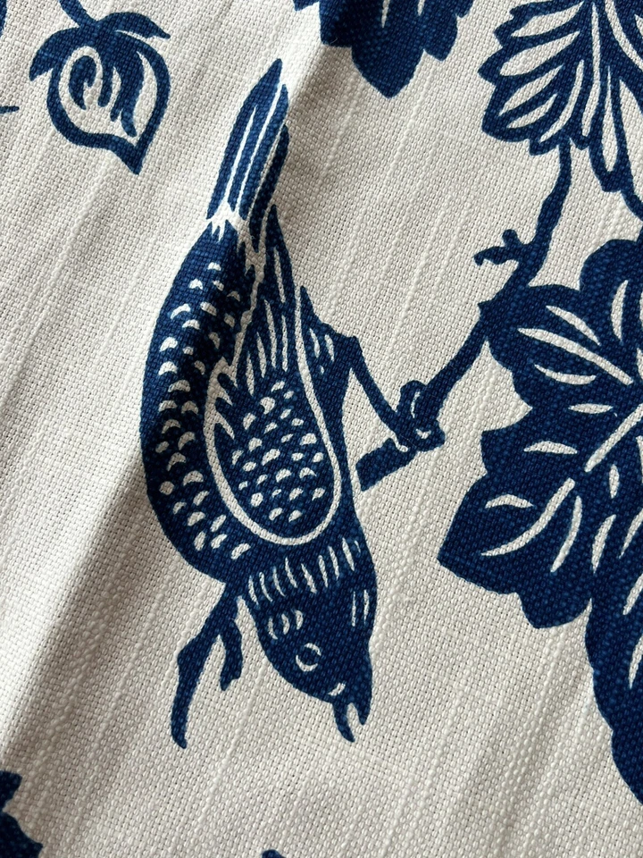 DURALEE~ THOMAS PAUL~IMARI FLORAL BIRDS~COBALT BLUE~ 39" W X 55" L - Image 2 of 4