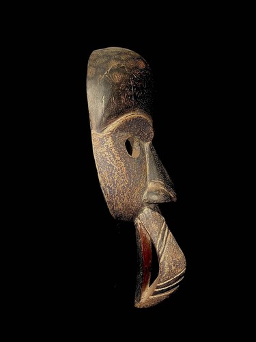 Masque facial tribal africain bois sculpté à la main vintage suspendu au mur Dan Zapkei-4621 - Photo 9 sur 12