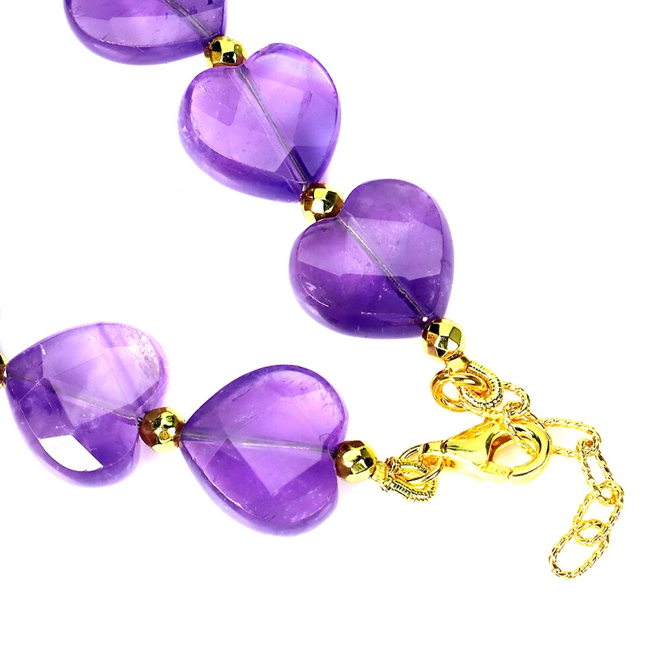 Pulsera de plata 925 de verano corazón amatista 12 mm joyas de piedras preciosas naturales 7 pulgadas Foto 3 de 4
