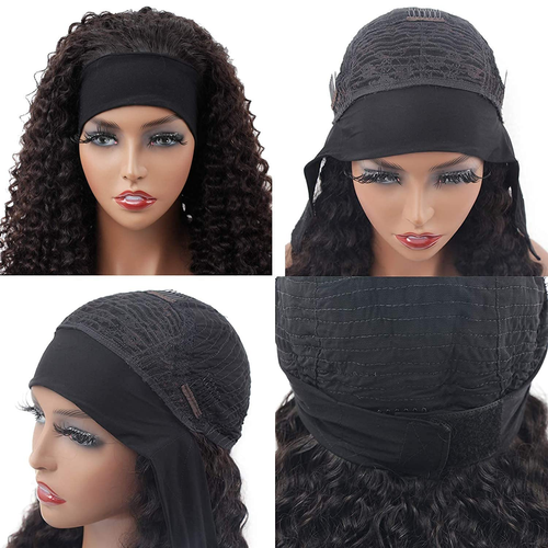 Headband Wig Human Hair Deep Wave 16 Inch Wigs for Black Women Glueless None La - 第 3/12 張圖片