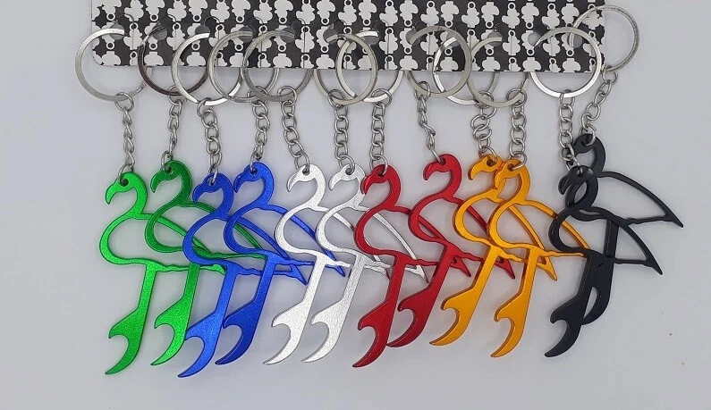 Schlüsselanhänger Flamingo Flaschenöffner bunt Anhänger farbig Aluminium Metall - Bild 1 von 1