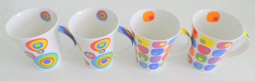 Vintage RETRO Mug Set of 4 Great Shakes Mid Century Modern Vibe NOS NWOT - Picture 3 of 10