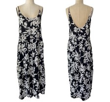 Whimsy + Row Jane Slip Dress L Maxi Scoop Neck Floral Hawaiian Tropical $148 Eco