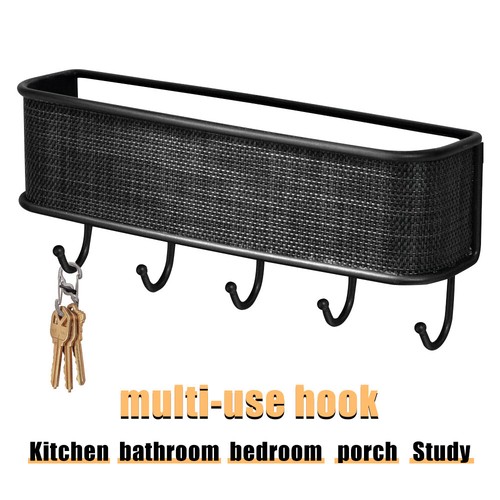 Wall Mounted Mail Holder Key Rack Mail Sorter Organizer with 5 Hooks Home Decor - 第 5/14 張圖片