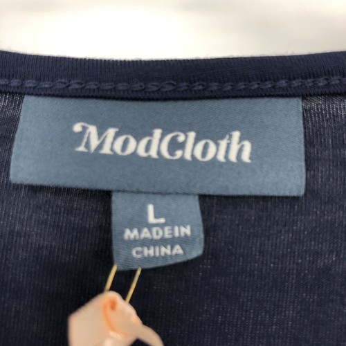 Modcloth Navy Blue V-Neck Criss Cross Front Maxi Dress Short Sleeve NWT Large - 第 4/7 張圖片