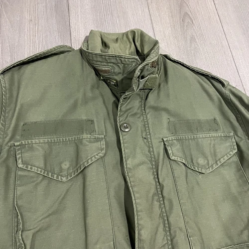 Vtg 70s US Army Military M65 Cold Weather Field Coat Vietnam War Sz LG