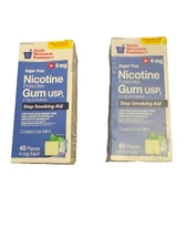 Nicotine Gum Coated Ice Mint 4Mg 80 Count (2 Boxes Of 40) Sugar Free Exp 06/2026