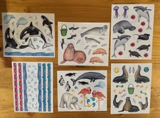 Creative Memories MARINE FUN 6 block stickers, seals, dolphins, stingray, turtle