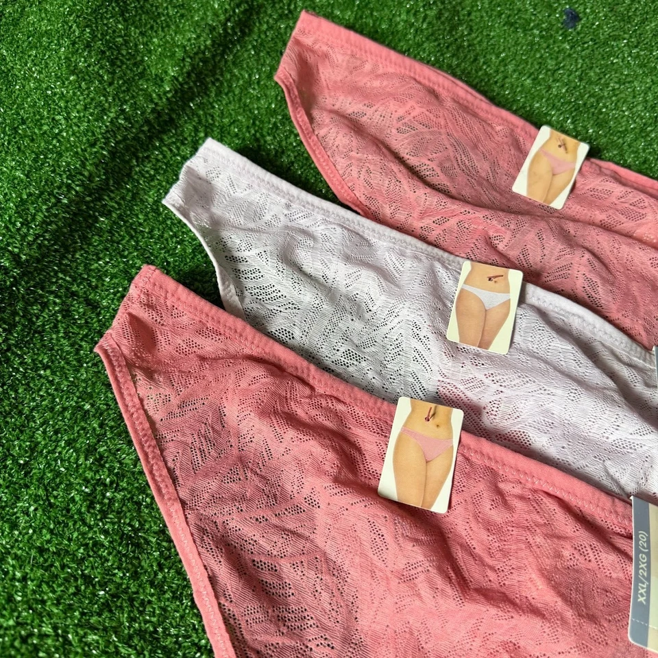 Paquete de 3 bragas rosa con cordones de hojas Secret Treasures talla grande XXL NUEVAS Foto 4 de 4