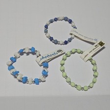 TRRTLZ TMNT Turtles Frozen Snowflakes Elephants Blue White Stretch Bracelet 3 pc