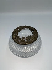 Vintage Radcliffe Pewter Jar 1993 Angel Floral Potpourri Jar Glass Base