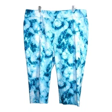 Counterparts Women Capri Pants 20W Teal Aqua Tie Dye Hippie Psychedelic Beachy