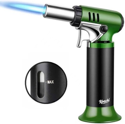 KOACKL Refillable Butane Torch Lighter Adjustable Flame Safety Lock Gauge