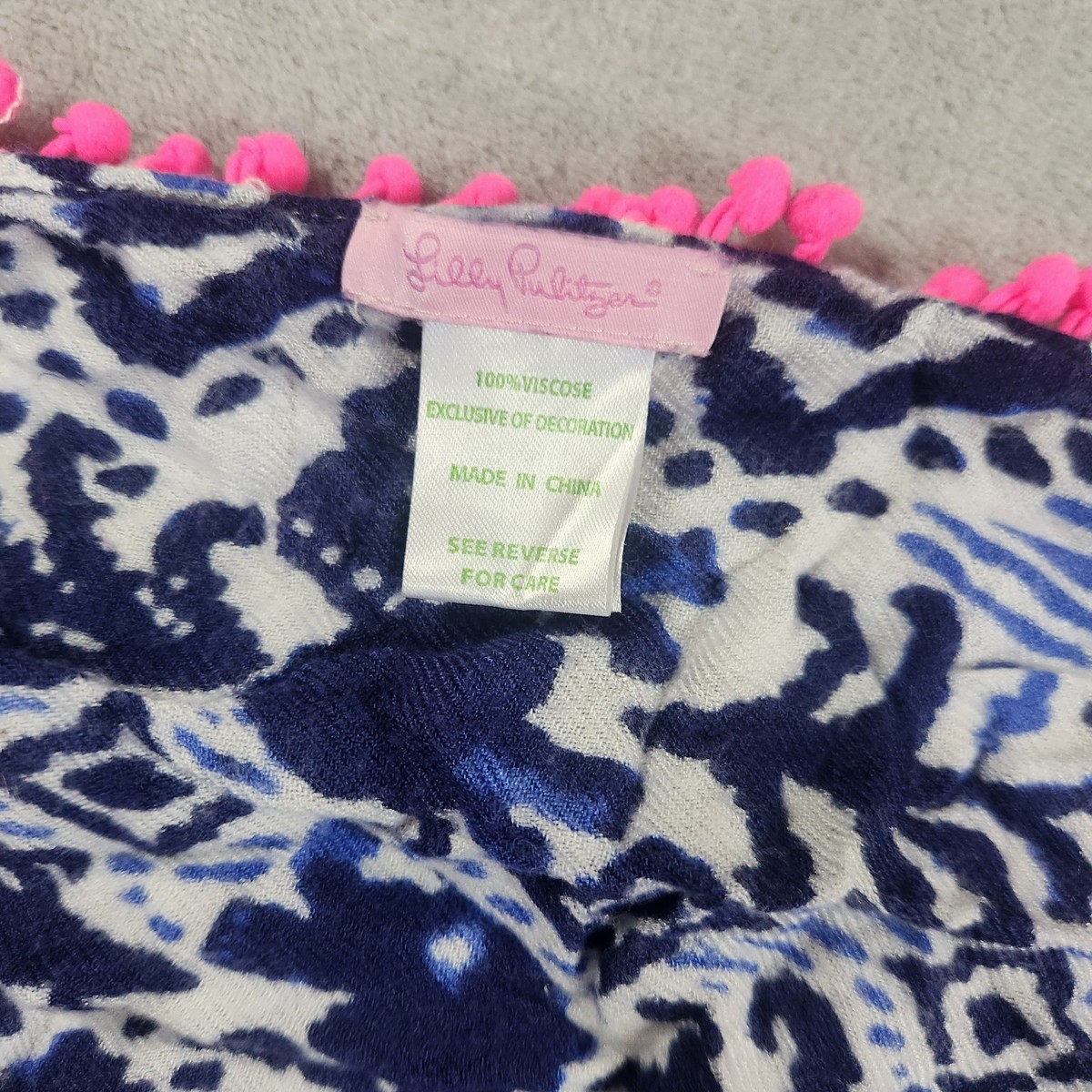 Lilly Pulitzer Riley Infinity Scarf Navy Good Reef Coral Starfish Rayon Coastal View 3