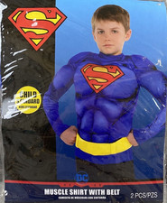 DC Superman Padded Muscle Shirt Belt Child Standard Play Super Man Costume