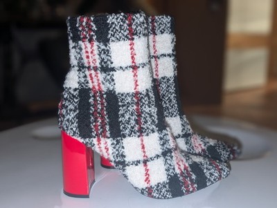 Jeffrey Campbell Boots Schuhe Stiefelette Neuwertig Weiß Rot Weihnachten Gr. 39 