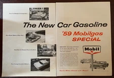 1958 MOBIL Gasoline Vintage 2-Page Print Ad Car Automobile
