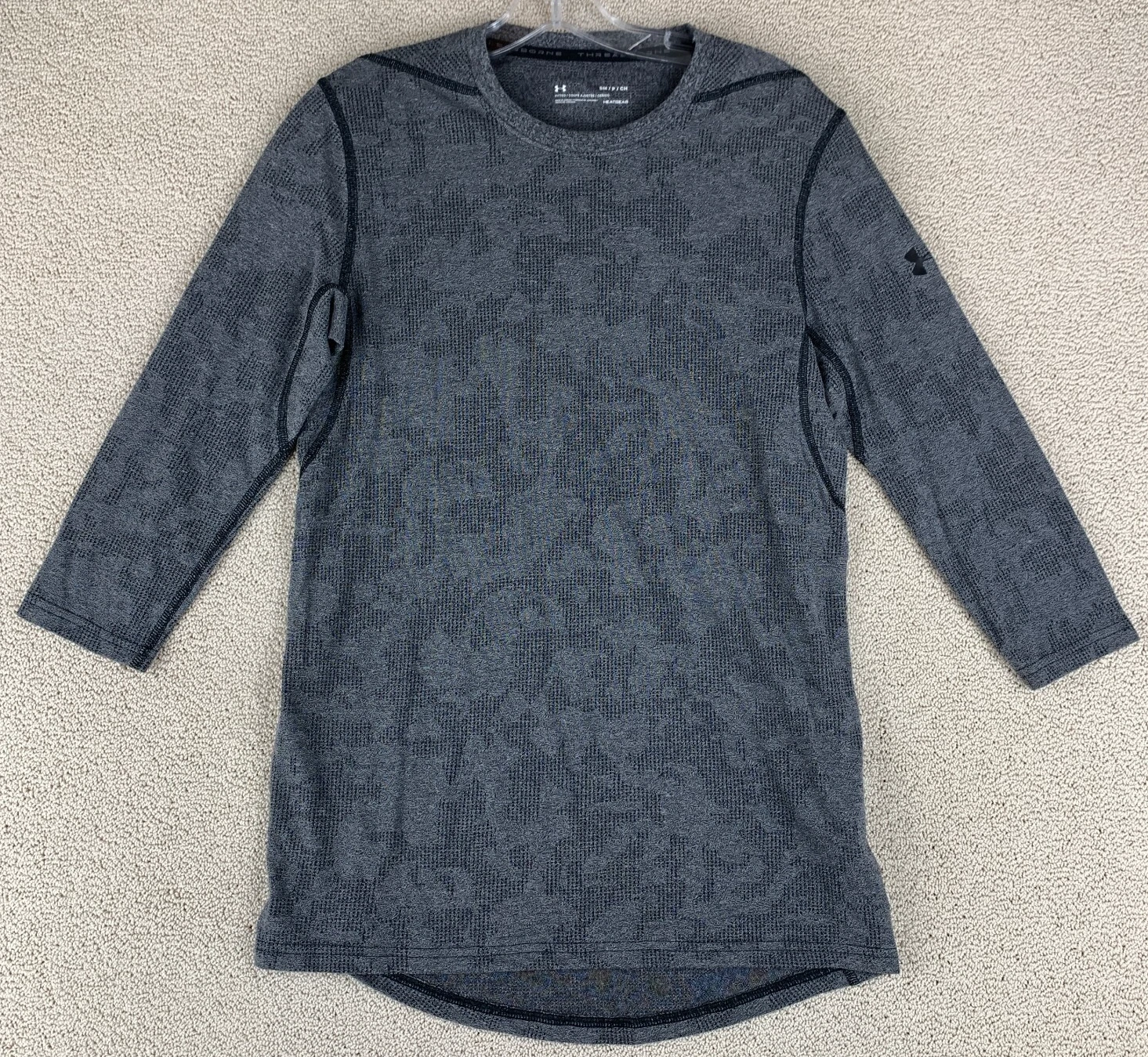 Under Armour HeatGear Athletic Knit Shirt Men's S Abstract Gray Camo Threadborne