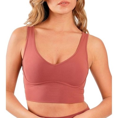 Yogalicious Women s Nude Tech Contouring Cropped Bra Top Apple Butter Size XL
