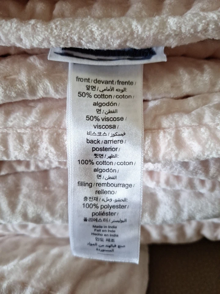 Edredón POTTERY BARN ADOLESCENTE TERCIOPELO PICK-STITCH COMPLETO/REINA rosa claro ropa de cama de lujo Foto 3 de 3