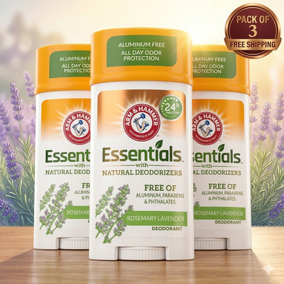 Arm & Hammer Essentials Natural Deodorant Rosemary Lavender 2.5 oz (Pack of 3)