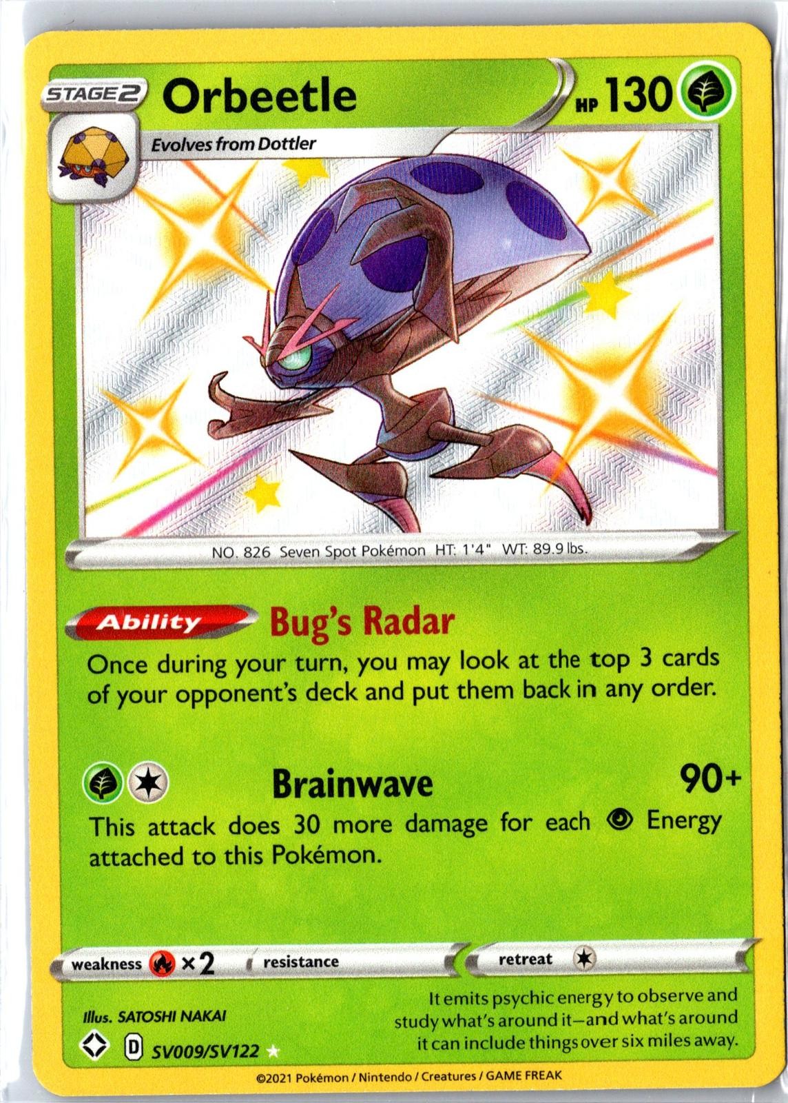 Orbeetle SV009/SV122 Shiny Rare Shining Fates Shiny Vault Pokemon Holo LP