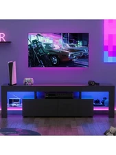 Furniwell TV Stand for TV up to 70",Entertainment Center with LED Lights