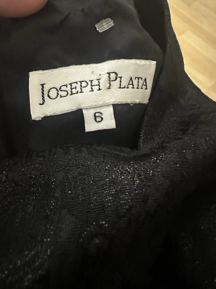 Vestido Joseph Plata Negro Clásico Preparación Talla 6 Usado Vintage Brillante Cóctel Foto 4 de 4