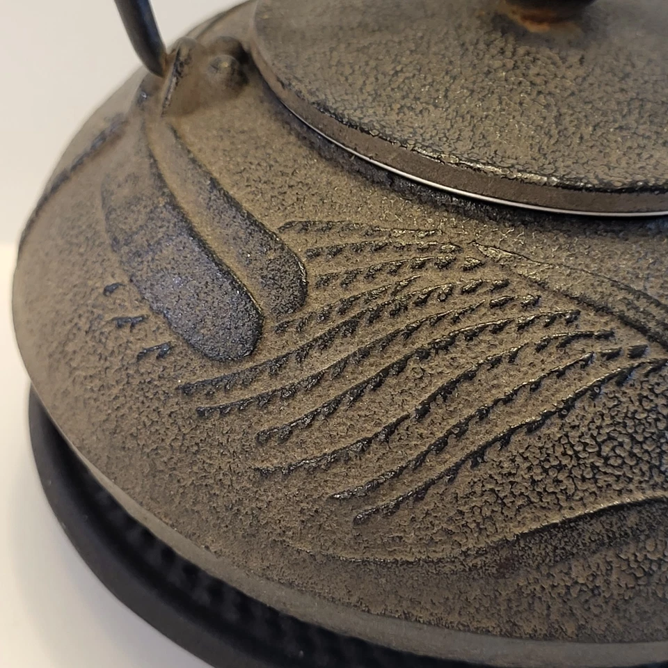 De Colección Tetera de Hierro Fundido Teavana y Base Gris Diseño Abstracto Colador Mango Japón Foto 2 de 4