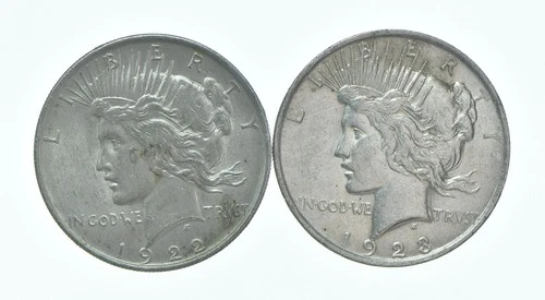 1922 & 1923 Peace Silver Dollar $1 Bullion Collection Lot *174