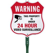 12 x 11.5 inch 'Warning Property Under 24 Hour Video Surveillance' Yard Sign ...