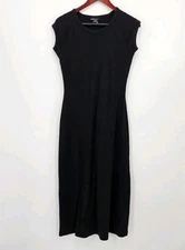 Moda International Baby Doll Cotton Maxi Dress Size Medium Black Y2K VTG