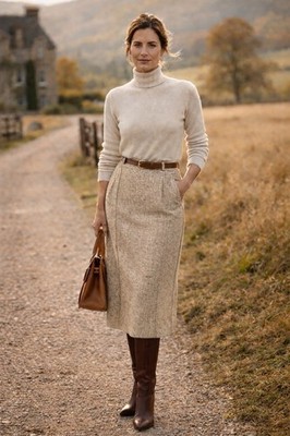 90s Basler European Taupe Virgin Wool Tweed Pencil Skirt Sz EU 42 US 12 Classic