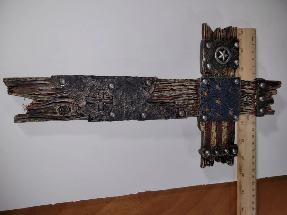 ESTILO AMERICANA OCCIDENTAL 14" CRUZ COLGANTE DE PARED Fe País Ley Sacrificio Foto 2 de 3