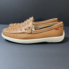 Marc Joseph Louisville Leather Slip On Loafer Spiked Tan Kids 3.5 New