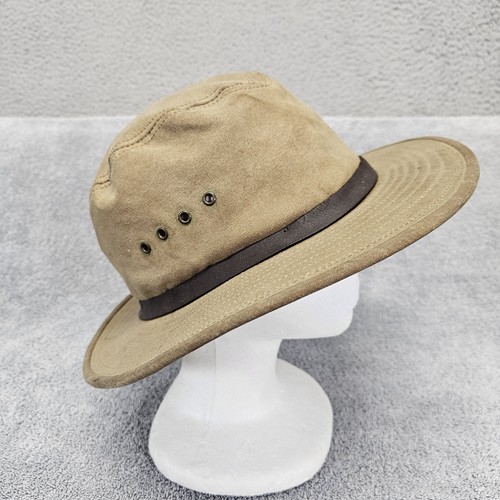 FILSON Hat Tin Cloth Packer XL~ 7 3/8 Tan Canvas Made in USA Distressed Sun Cap!