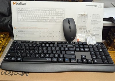 Meetion Wireless Keyboard Mouse Combo Bluetooth C7100G 2.4GHz Black Easy Connect