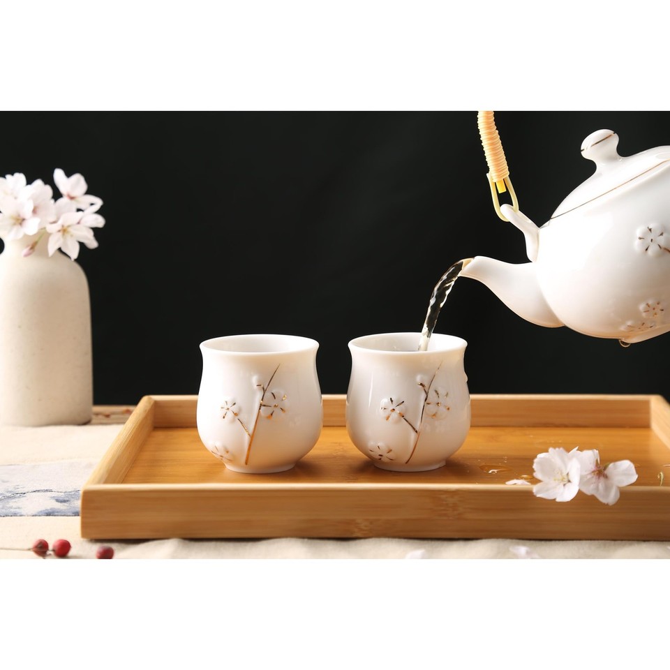 Set Di 4 Tazze Da Tè In Ceramica Stile Giapponese - Tazze Retrò Da Forno, Per Degustazione Tè, Design Elegante