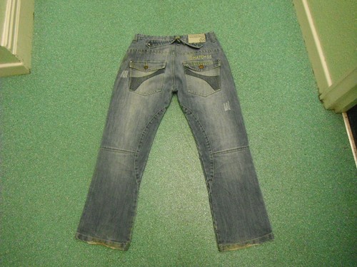 Pantalones de mezclilla Crosshatch Mixy cintura 34" pierna 30" desteñidos azul medio para hombre - Imagen 5 de 8